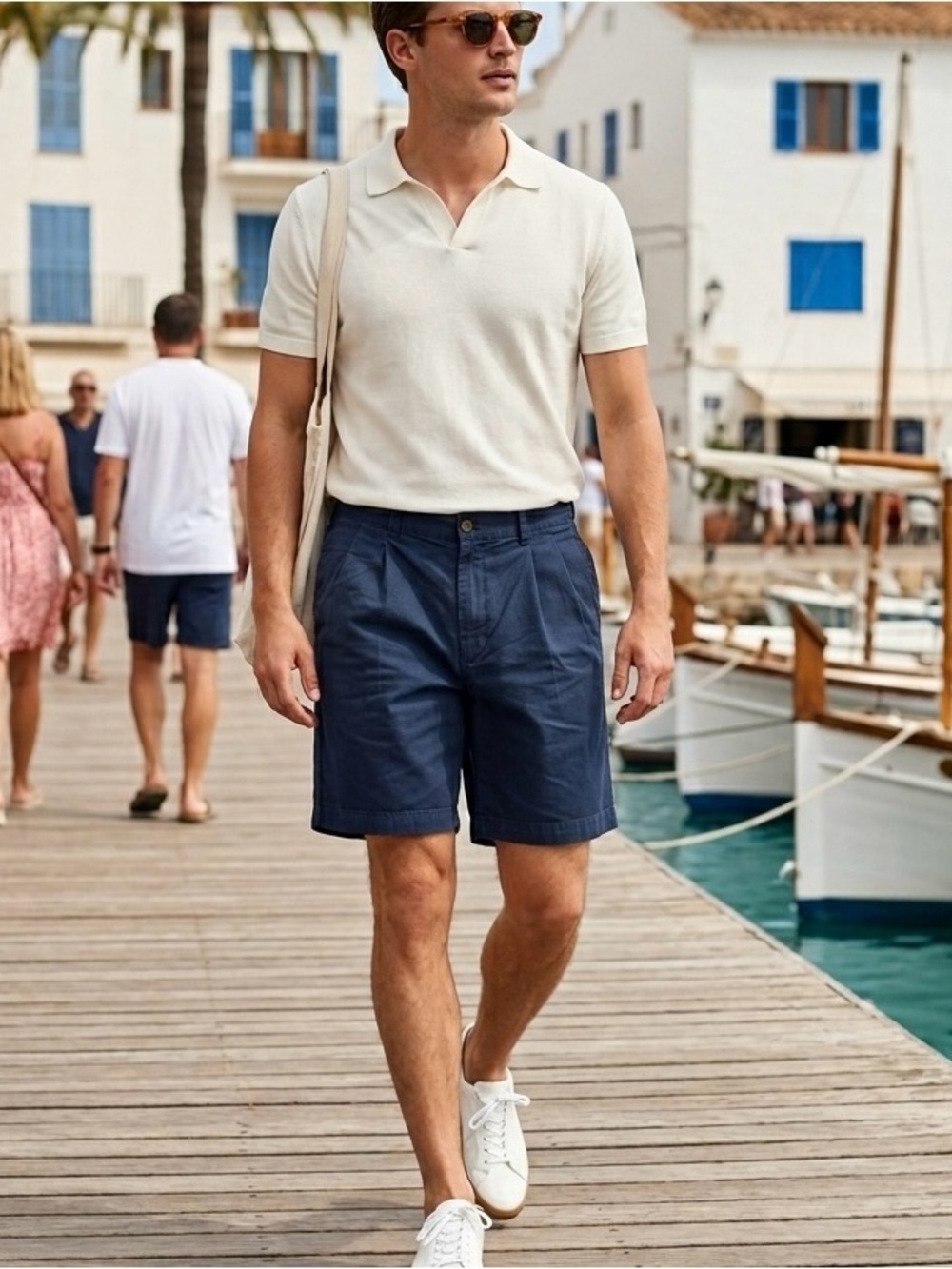 Vintage Chaps Ralph Lauren Pleated Chino Shorts Navy 34 (33 Actual)